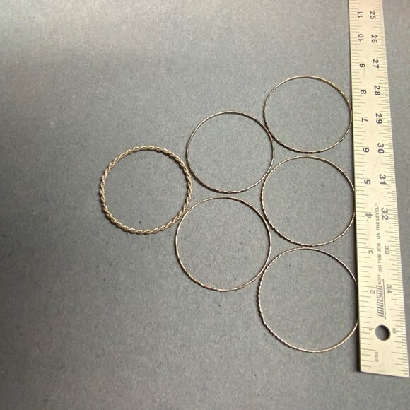Thin Bangle Bracelet Lot Of 6 Antiqued Silver Mixed Patterns Retro Boho Vintage - Picture 3 of 3